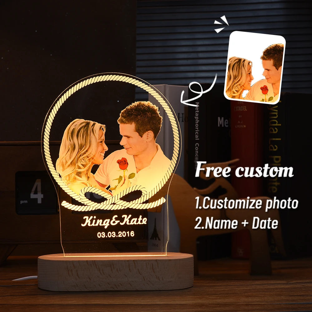 Personalized 3D Photo Lamp Custom Photo And Text Customized Gifts