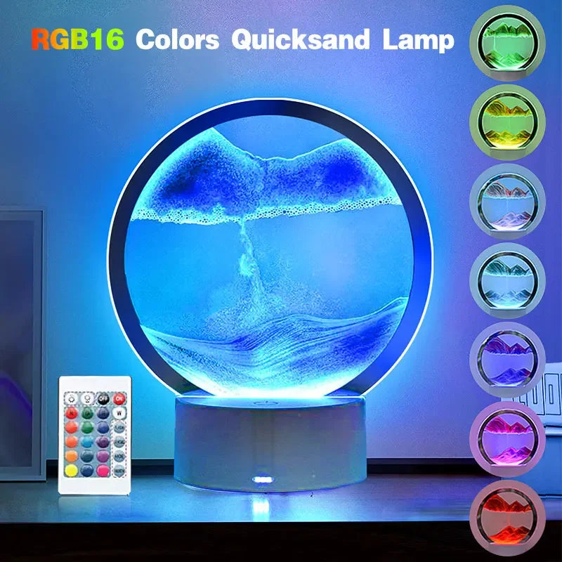 LED RGB Sandscape Lamp 3D Moving Sand Art