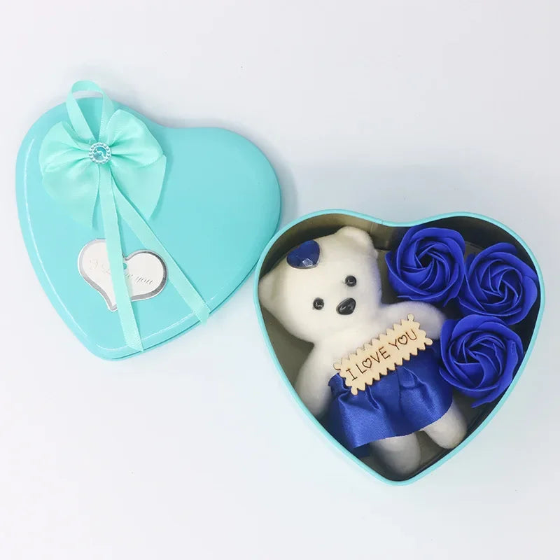 Soap Flower Little Bear Gift Iron Box