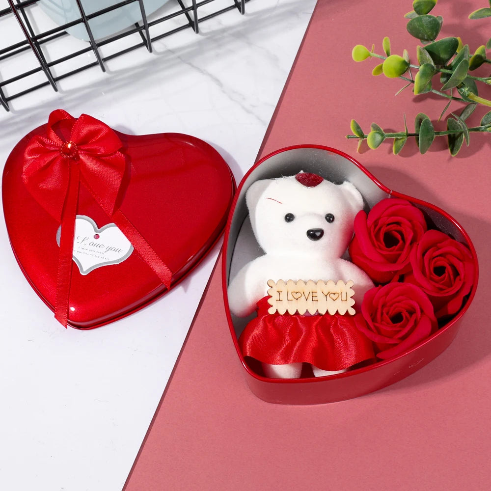 Soap Flower Little Bear Gift Iron Box