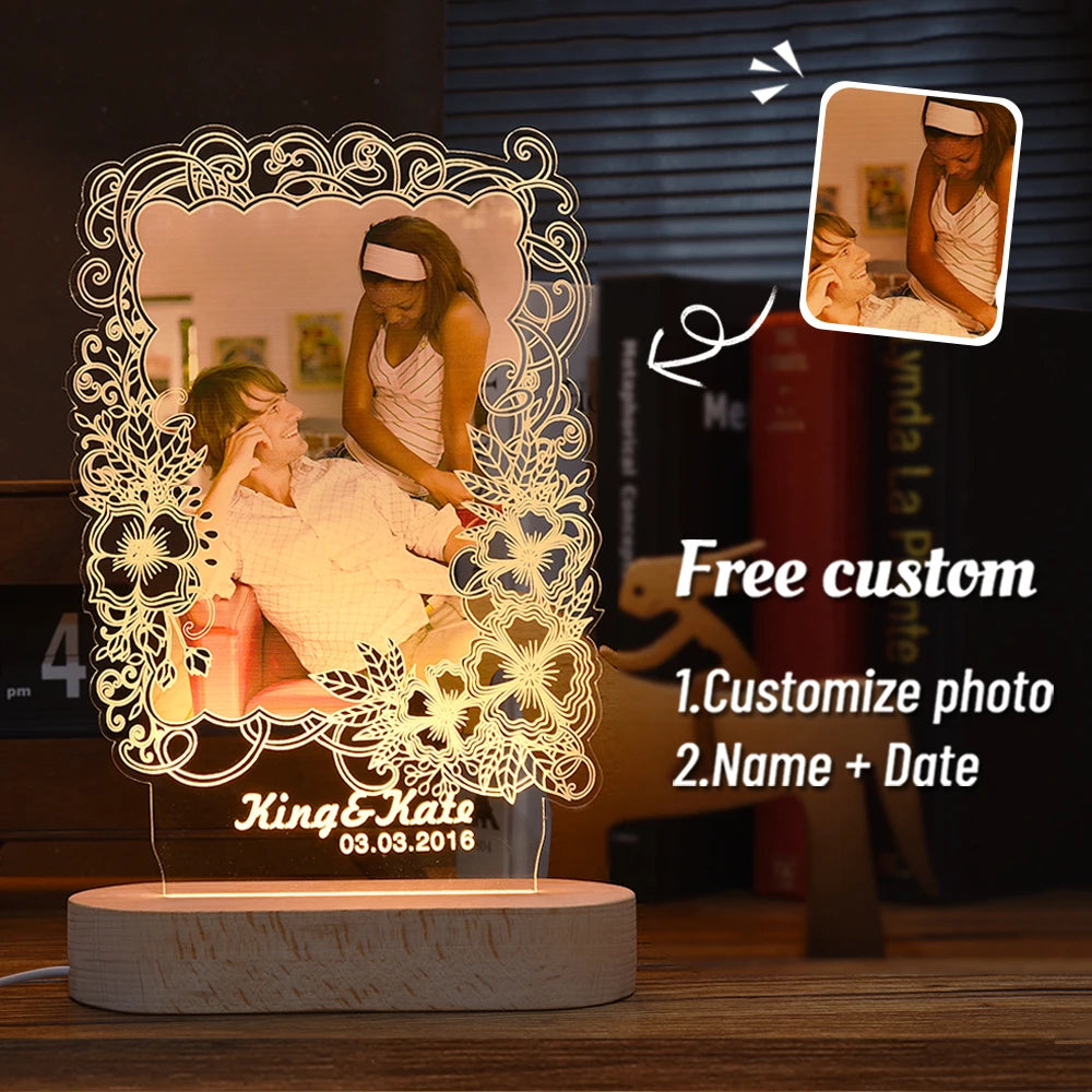 Personalized 3D Photo Lamp Custom Photo And Text Customized Gifts