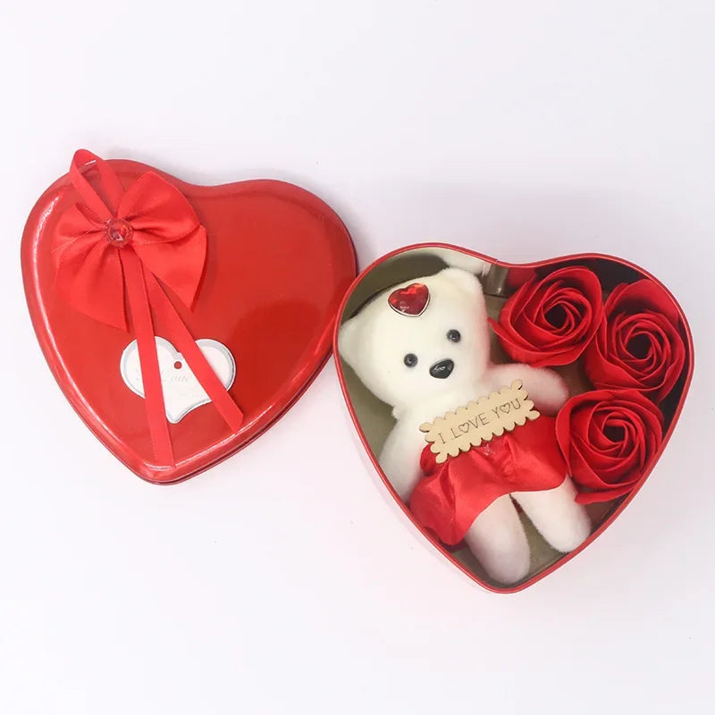 Soap Flower Little Bear Gift Iron Box