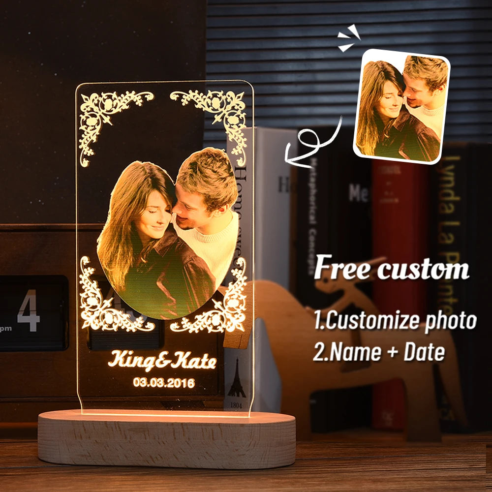 Personalized 3D Photo Lamp Custom Photo And Text Customized Gifts