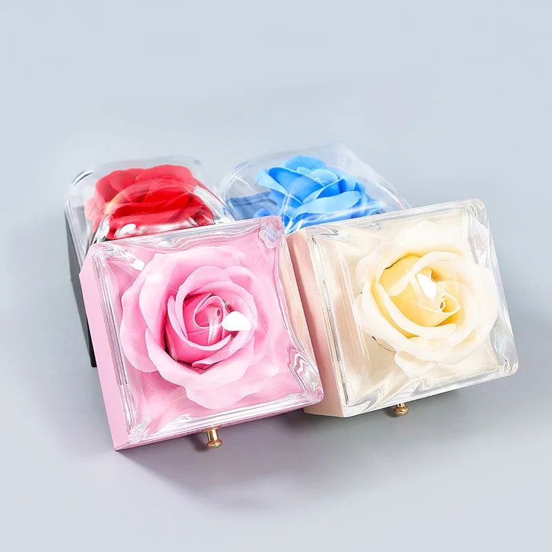 Rose Flower Jewelry Box For Necklace Pendant Valentine's Day Gifts