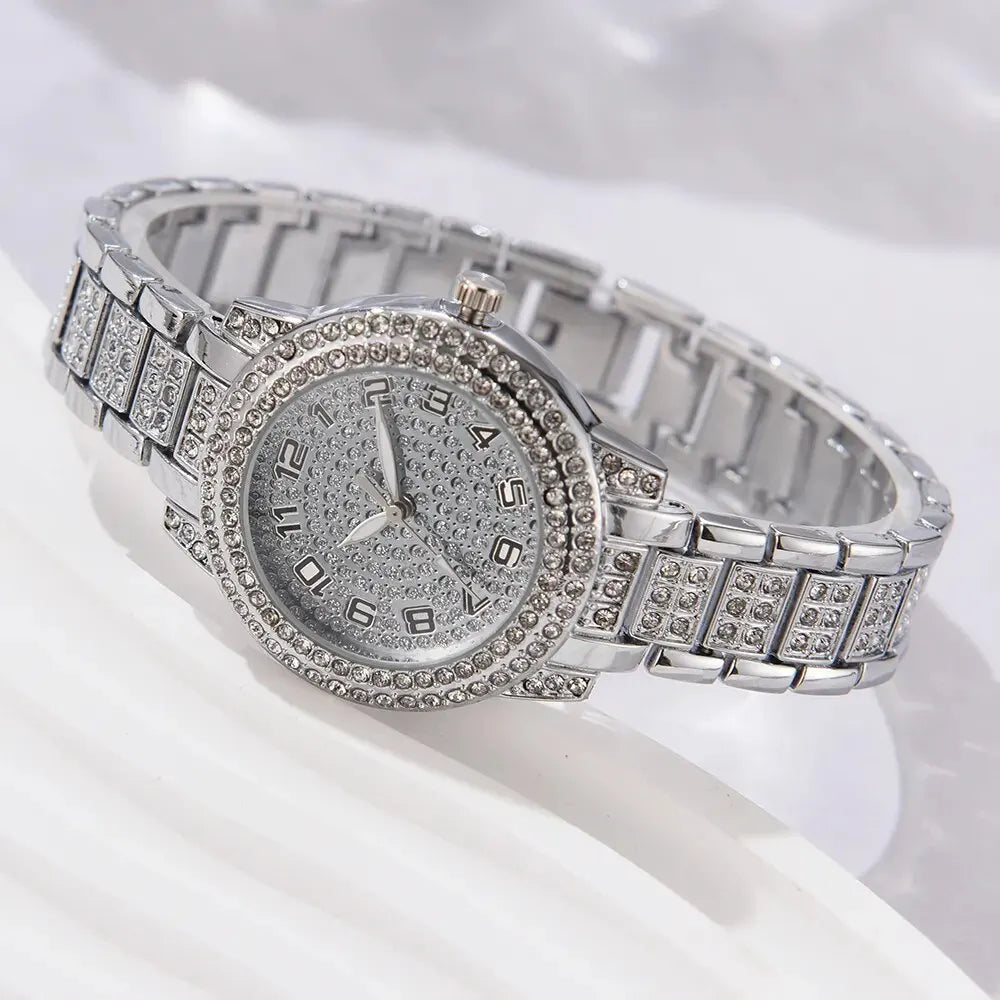 6PCS Women Watch Luxury Watch Crystal