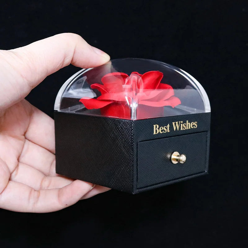 Rose Flower Jewelry Box For Necklace Pendant Valentine's Day Gifts