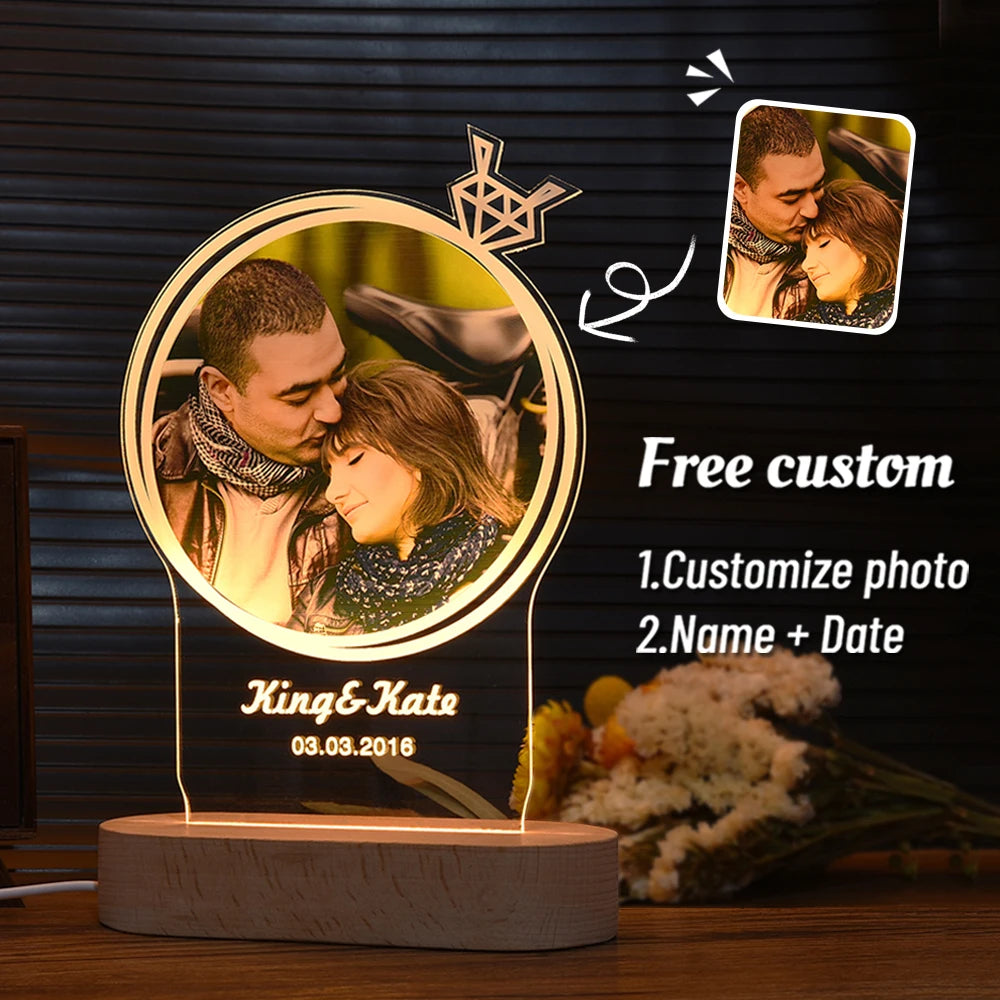 Personalized 3D Photo Lamp Custom Photo And Text Customized Gifts