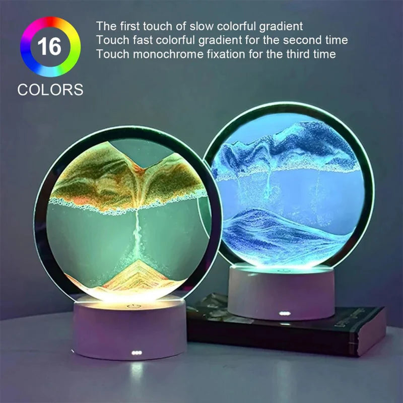 LED RGB Sandscape Lamp 3D Moving Sand Art