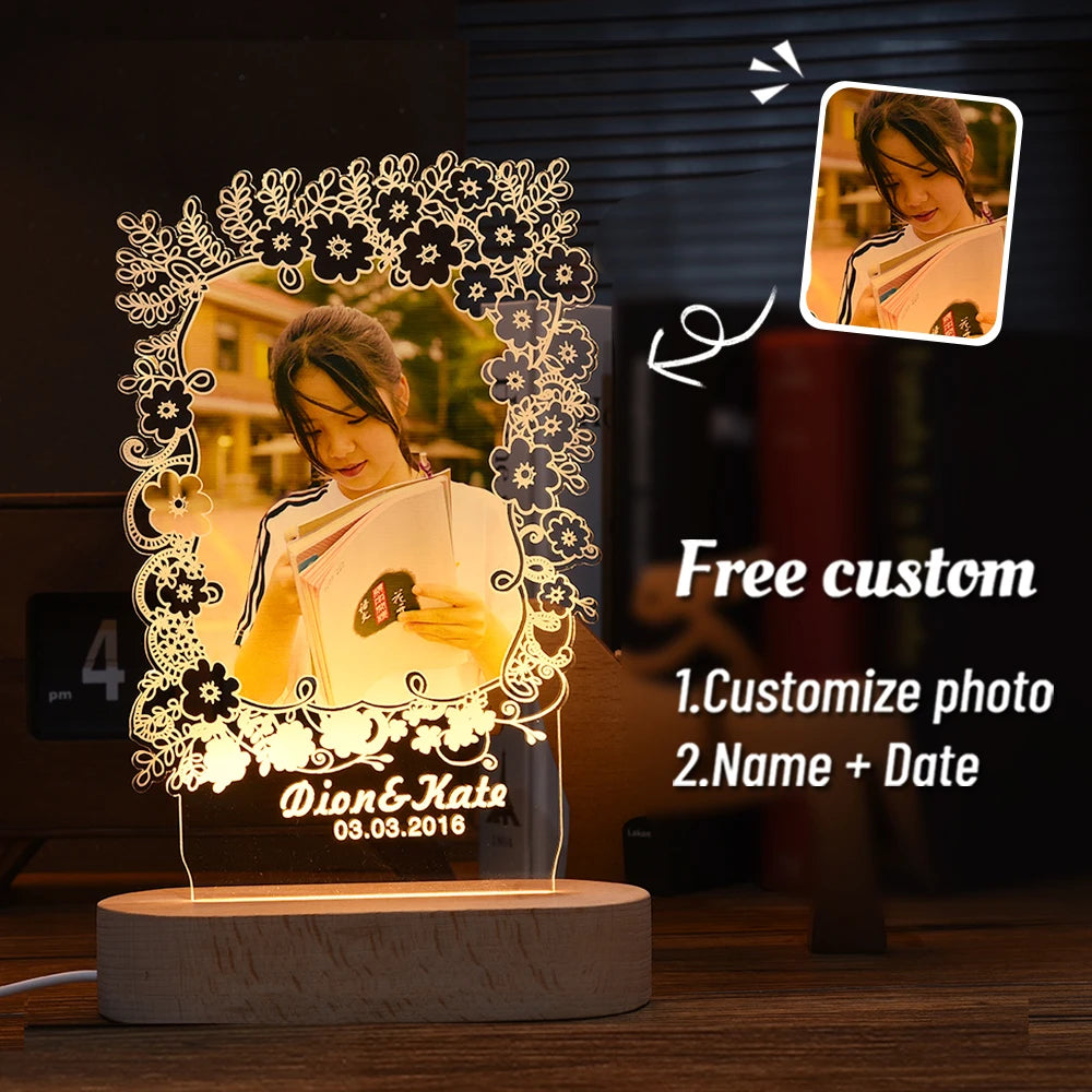 Personalized 3D Photo Lamp Custom Photo And Text Customized Gifts