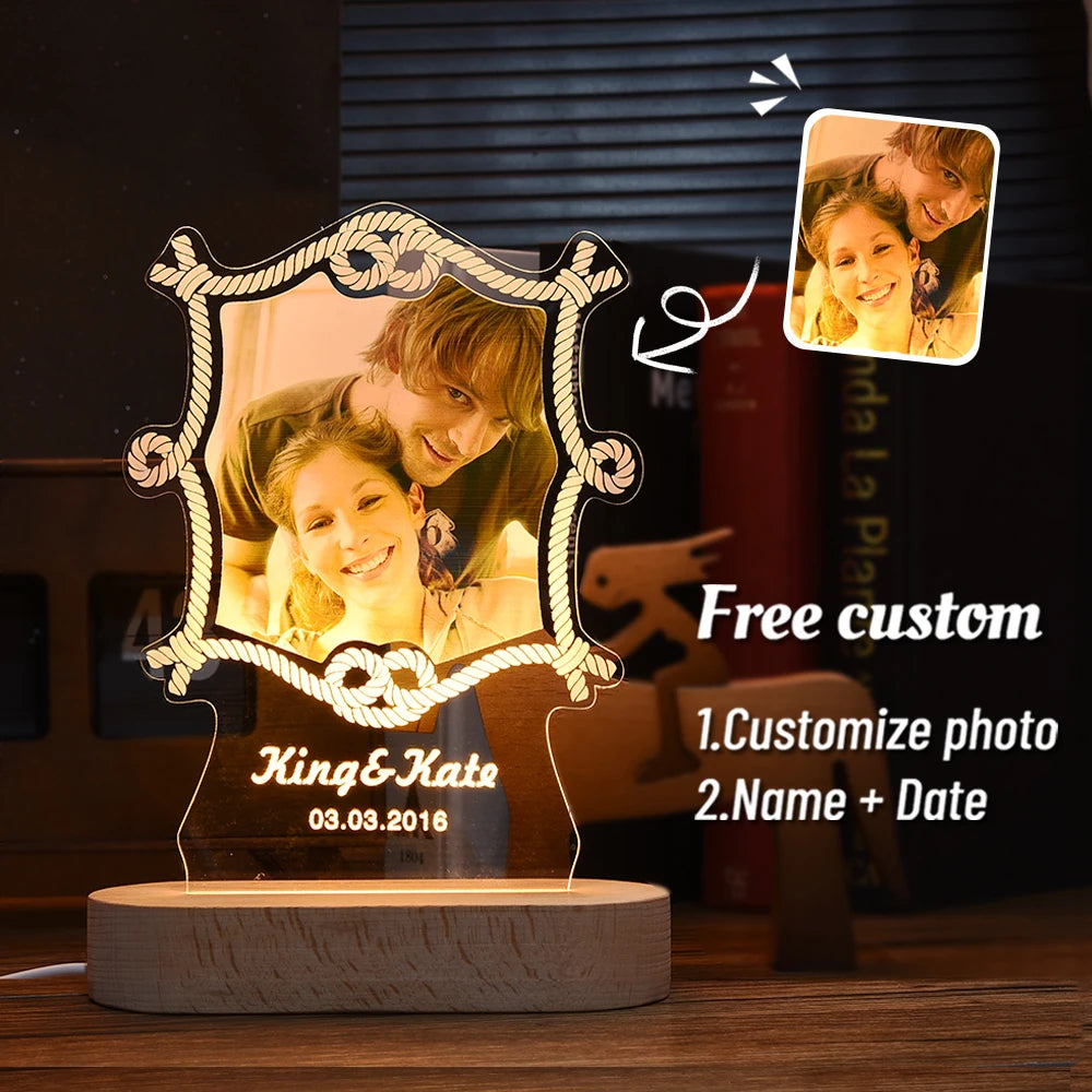 Personalized 3D Photo Lamp Custom Photo And Text Customized Gifts