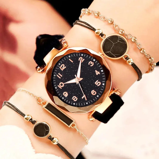 5pcs Set Womens Watches Set Ladies Fashion Watch